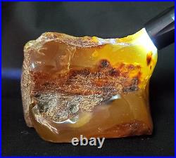 Rare 490 Gr Big Natural Amber Trapped Water Formation, Clear Light Yellow
