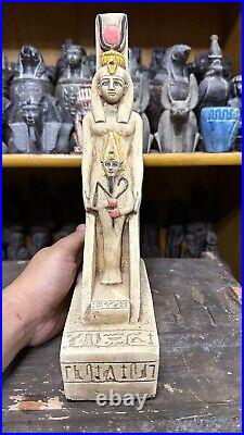 Rare Ancient Egyptian Antiquities Rare Big Statue of Goddess Isis with Osiris BC