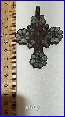 Rare Antique Cross with Enamels, BIG, original