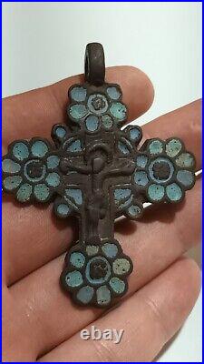 Rare Antique Cross with Enamels, BIG, original