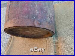 Rare Big Antique Wooden Sailor Flask Vessel Keg Barrel Canteen 19th Century