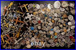 Rare Big Big And Pretty Lot Religious Medals & Crucifix French Antique 5