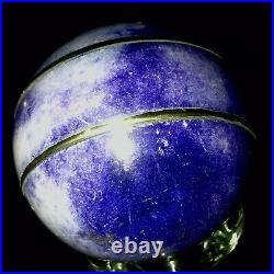 Rare Big Lapis Lazuli Sphere -Natural Blue Gemstone Crystal Ball 2 Bronze Strip