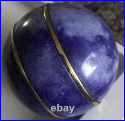 Rare Big Lapis Lazuli Sphere -Natural Blue Gemstone Crystal Ball 2 Bronze Strip