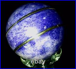 Rare Big Lapis Lazuli Sphere -Natural Blue Gemstone Crystal Ball 2 Bronze Strip