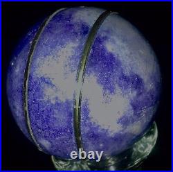 Rare Big Lapis Lazuli Sphere -Natural Blue Gemstone Crystal Ball 2 Bronze Strip