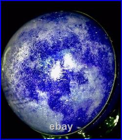 Rare Big Lapis Lazuli Sphere -Natural Blue Gemstone Crystal Ball 2 Bronze Strip