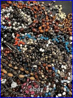 Rare Big Lot Fall & Rosary Debris French Antique Rosary Ideal Creation