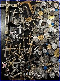 Rare Big Lot Religious Medals & 87 Rosaries Relic French Antique Rosary