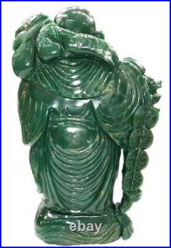 Rare Big Size Laughing Buddha Idol In Natural Columbian Green Jade 11291 gms
