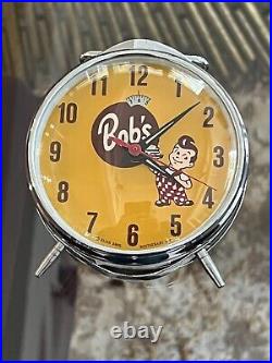 Rare Bob's Big Boy Wind Up Alarm Clock Works From Elias Bros. Restaurant In Box