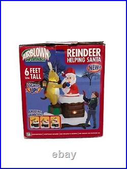 Rare Gemmy Christmas Airblown Inflatable Animated Reindeer Helping Santa 6 FT