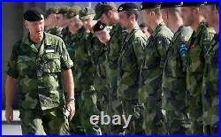 Rare Genuine Swedish Army Woodland Camo M90 Combat Jacket Flag Many Big Man Size