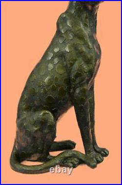 Rare Jaguar Panther Leopard Cougar Big Cat Car Collector Bronze Statue Artwork