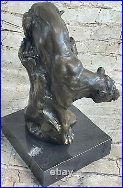 Rare Jaguar Panther Leopard Cougar Big Cat Car Collector Bronze Statue Figure NR