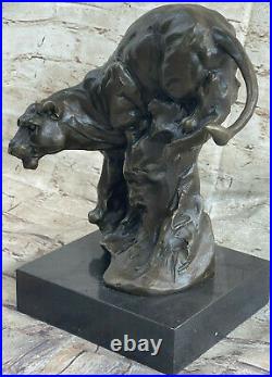 Rare Jaguar Panther Leopard Cougar Big Cat Car Collector Bronze Statue Figure NR