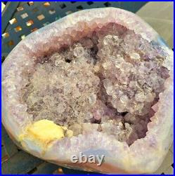 Rare Nature Amethyst Geode Cluster Feng Shui Big Treasure Bowl With Crystal Lid