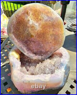 Rare Nature Amethyst Geode Cluster Feng Shui Big Treasure Bowl With Crystal Lid