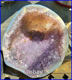 Rare Nature Amethyst Geode Cluster Feng Shui Big Treasure Bowl With Crystal Lid