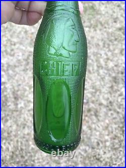 Rare Nice Emerald Green Emboss Deco Chief Indian Soda Bottle Starkville Miss Big