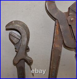 Rare No 3 ECK Schwede German snap pipe wrench & big swivel head collectible tool
