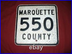 Rare Old Michigan Marquette Big Bay County Road 550 UP Traffic Metal Sign Heavy