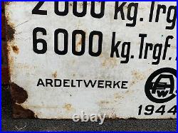 Rare Original WW2 German Army Armour Factory Enamel Plaque 1944 Dated Big Size