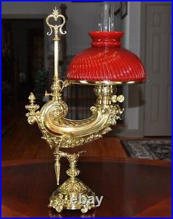 Rare P. E. Guerin New York, NY Large Harvard Student Oil Lamp Complete 1887