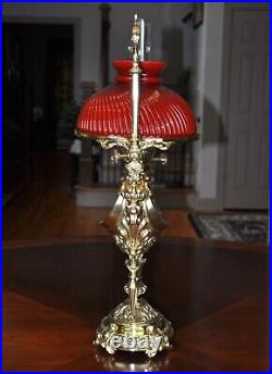 Rare P. E. Guerin New York, NY Large Harvard Student Oil Lamp Complete 1887