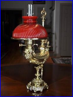 Rare P. E. Guerin New York, NY Large Harvard Student Oil Lamp Complete 1887