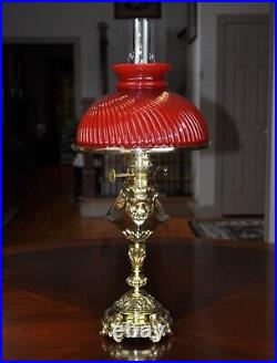 Rare P. E. Guerin New York, NY Large Harvard Student Oil Lamp Complete 1887