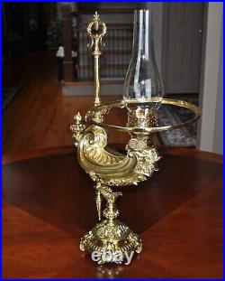 Rare P. E. Guerin New York, NY Large Harvard Student Oil Lamp Complete 1887