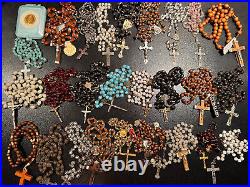 Rare Pretty Big Lot Religious Medals & 85 Rosaries French Antique Rosary