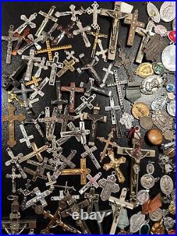 Rare Pretty Big Lot Religious Medals & 85 Rosaries French Antique Rosary