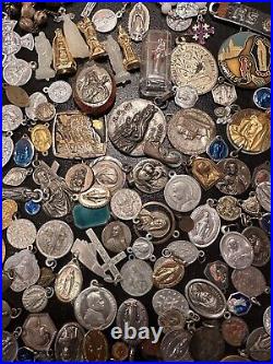 Rare Pretty Big Lot Religious Medals & Rosaries French Antique Rosary 10-20