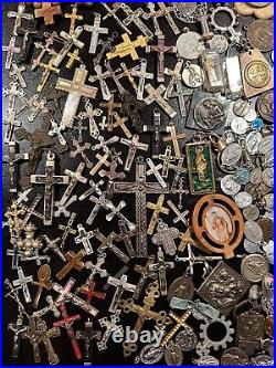 Rare Pretty Big Lot Religious Medals & Rosaries French Antique Rosary M-50