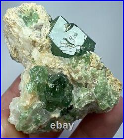 Rare Terminated Tsavorite Like Top Green Big Demantoid Garnet Crystal on Matrix