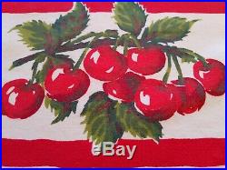 Rare Vintage BIG Red Cherry Bundles Tablecloth Draped Cherries White 60 X 51