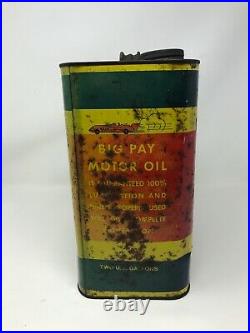 Rare Vintage Big Pay Vacuum Process 2 Gallon Motor Oil Can