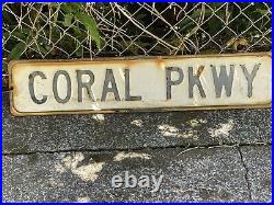 Rare Vintage Coral Pkwy Big Island Hawaii Porcelain Ocean View Street Sign