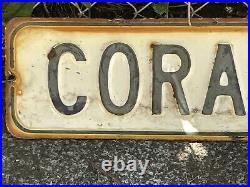 Rare Vintage Coral Pkwy Big Island Hawaii Porcelain Ocean View Street Sign