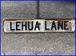 Rare Vintage Lehua Lane Big Island Hawaii Porcelain Ocean View Street Sign