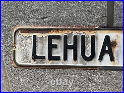 Rare Vintage Lehua Lane Big Island Hawaii Porcelain Ocean View Street Sign