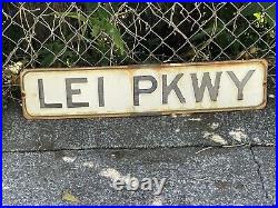 Rare Vintage Lei Pkwy Big Island Hawaii Porcelain Ocean View Street Sign