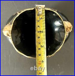 Rare Vintage Limoges France Black 24K Gold Porcelain Big Size Vase withLion Handle