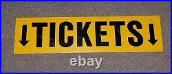Rare Vintage Metal Carnival Ride Ticket Booth Yellow Sign Tickets Big E Fair