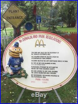 Rare Vintage Original Sign MC Donald's Park Regulations 3 D Officer Big Mac