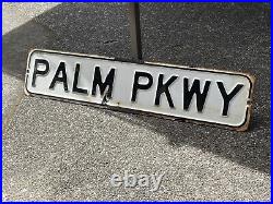 Rare Vintage Palm Pkwy Big Island Hawaii Porcelain Ocean View Street Sign