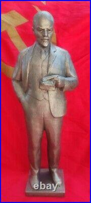 Rare Vintage Soviet Russian big figurine V. I. Lenin Original USSR Metal Sculpture