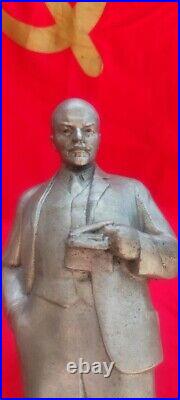 Rare Vintage Soviet Russian big figurine V. I. Lenin Original USSR Metal Sculpture